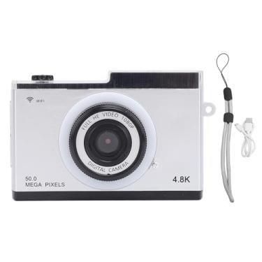 Imagem de Câmera Digital 48M HD 1080P Câmera Retro Compacta com 8X Zoom Digital Sem Fio Fidelity Transmissão MP3 Playback Filtros Quadros para Viagem Fotografia Vlogging (Prata)