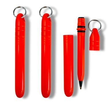 Imagem de Pacote com 3 canetas de bolso feitas nos EUA com chaveiro Dokk, anexadas à mochila, chaves, cordão compacto, acessível, leve, mini caneta de tinta preta EDC - impermeável, flutua - carrega pequena