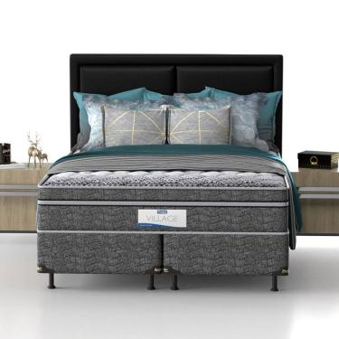 Imagem de Cama Box King Size Probel Village D28 com Molas Ensacadas e Pillow Euro 68x193x203cm - Branco/Preto