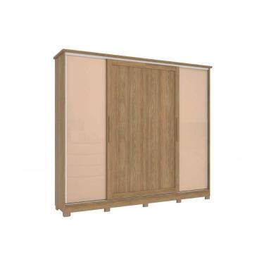 Imagem de Guarda Roupa 4 Portas De Correr E 4 Gavetas C- Pés Cb03n565  Nogueira-macadamia Ou Verde - Kappesberg