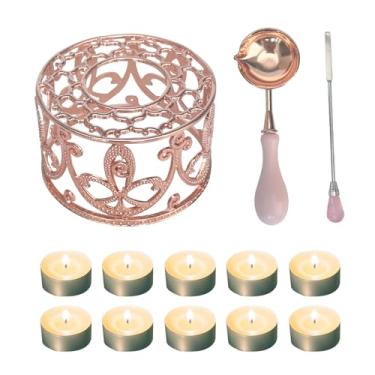 Imagem de MINGYUESKY Kit Aquecedor De Lacre Cera Com Colher E Palito Para Envelope Casamento (02Rose Gold Bird'S)