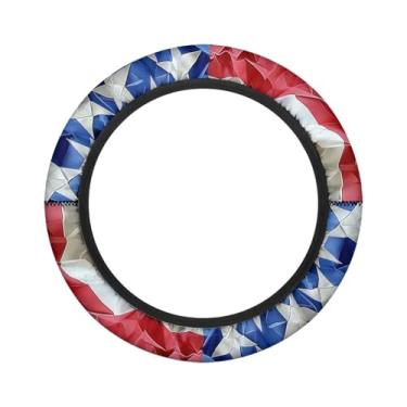 Imagem de Panskyllis Capas de volante com bandeira americana para carrinhos de golfe, acessórios de carrinho de golfe, carro de clube, antiderrapante, tamanho 33,5, 33,5, 35,5 cm, inodoro, confortável, capa de