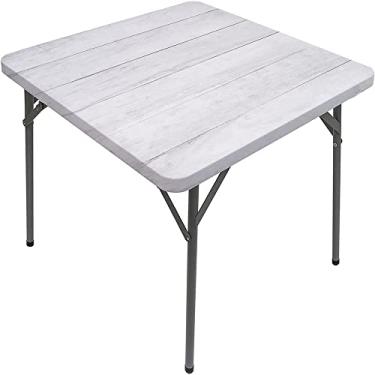 Imagem de CESGFC Toalha de mesa de madeira, estampa de textura de prancha de madeira, borda elástica, capa de mesa de jantar interna/externa, adequada para mesa quadrada de 81 cm x 81 cm