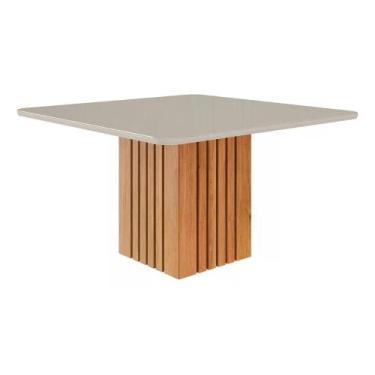 Imagem de Mesa de Jantar Ana Quadrada Tampo em MDF/Vidro 130x130cm Cozinha Moder