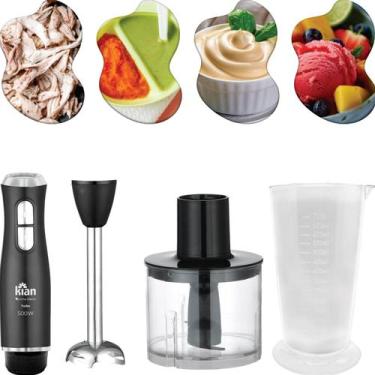 Imagem de Mixer 2X1 Turbo 110V 127V 500W Preto Processador Alimentos - Kian, 110