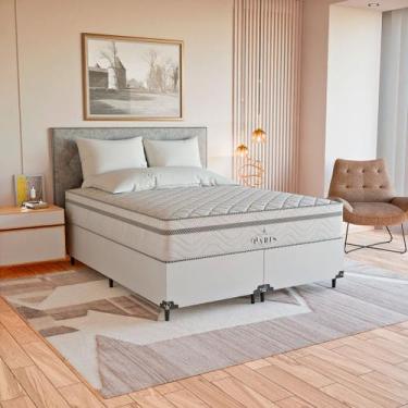 Imagem de Cama Box Queen Branco + Colchão Paris Molas Ensacadas Branco - eShop c
