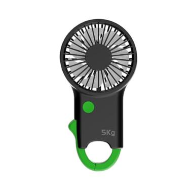 Imagem de WeiLaiKeQi Ventilador de mão com função de reforço de aderência com 3 velocidades Ventilador de mão pessoal Design versátil 2 em 1 para caminhadas, viagens e, Verde