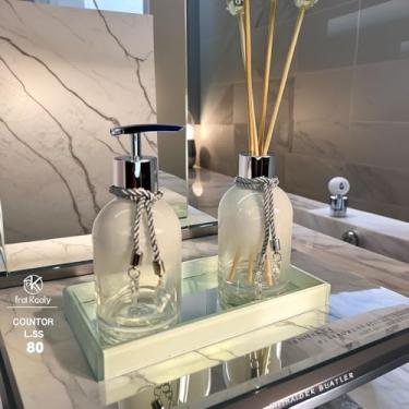 Imagem de Kit Lavabo Luxuoso Branco Decoração Prata Completo Com Bandeja Luxo