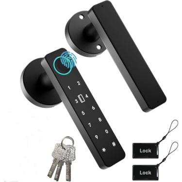 Imagem de Fechadura Eletronica-Fechadura Digital Biométrica,com Biometria, Cartão de Acesso, Senha Numérica ou Chave Mecânica, para Quarto, Casa, Hotel, Escritório e Apartamento (Preto)