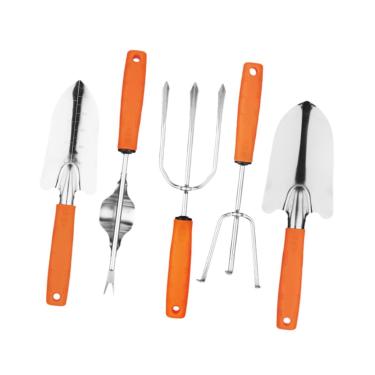 Imagem de IEUDNS 5 peças de ferramentas de jardinagem de aço inoxidável, mini pás, garfo, utilitário, ancinho de mão, ferramenta de remoção de ervas daninhas para