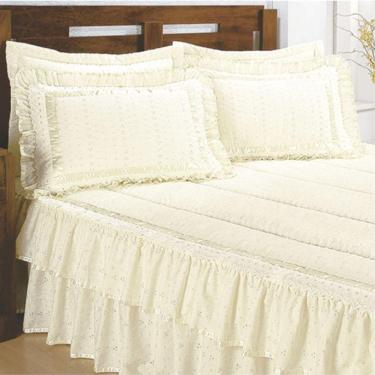 Imagem de Colcha Sedução Lese Solteiro Com Babado Duplo 04 Peças - Palha