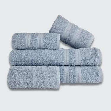Imagem de Jogo Toalha 5 Pçs Gigante Felpuda Lisboa 100% Algodão Azul