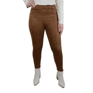 Imagem de Calça Feminina Averzzy Skinny Suede Marrom - 6422-Feminino
