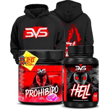 Imagem de Kit 1 Termogênico Hell, 1 Pré Treino Prohibido 360g e 1 Moletom-Unissex