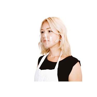 Imagem de Máscara ultraleve transparente higiênica face aberta para serviço alimentício - hospitalidade - Varejo I antiembaçante I design boca aberta com descanso de queixo I enxaguar e reutilizar I totalmente descartável (30 máscaras)