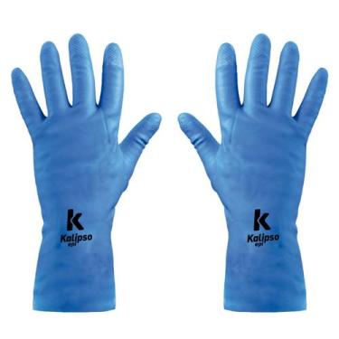 Imagem de Luva de Látex Super Silver Azul 12 Pares Kalipso 02043, P