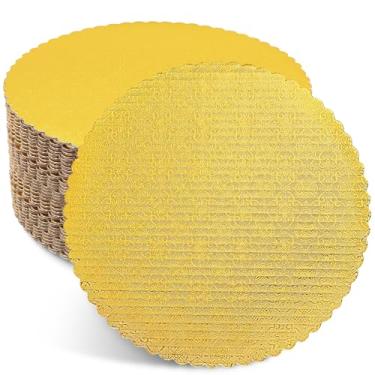 Imagem de Lallisa Pacote com 50 tábuas redondas de 25,4 cm para bolo, tábuas de base de papelão recortadas, à prova de gordura, descartável para assar bolo, pizza