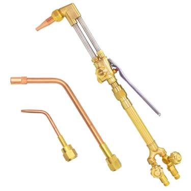 Imagem de JZWELD Tocha de oxicombustível resistente com válvulas de retenção, ponta de corte 1-1-101, bocal de soldagem 2-W e 8-MFA, roupa de corte e soldagem de oxigênio/acetileno, alça de tocha de fixação de