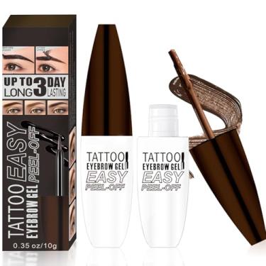 Imagem de Gel de sobrancelha fácil de descascar, gel de sobrancelha marrom para tatuagem fácil de remover, até 3 dias de cor natural e à prova d'água, fácil de usar em casa para sobrancelhas mais cheias e