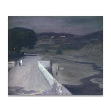 Imagem de Moonlight On The Bridge John Lavery Iconic Realist Portrait & War Scene Canvas Art – Decoração de parede irlandesa atemporal para casa 30 x 36 cm Un Framed