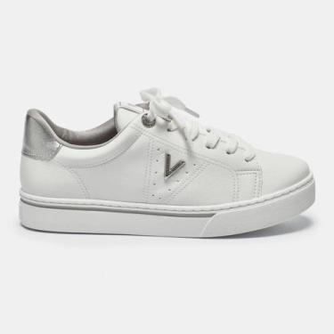 Imagem de Tênis Via Marte Branco Prata Casual Feminino Conforto, Branco, 35