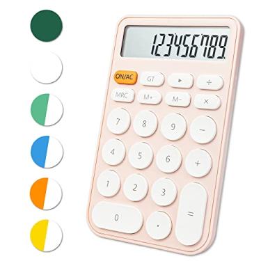 Imagem de Calculadora padrão de 12 dígitos, tela grande de mesa e botões, calculadora com grande visor LCD para escritório, escola, uso doméstico e comercial, modo automático (rosa e branco)