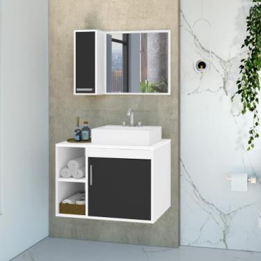 Imagem de Conjunto Gabinete para Banheiro com Cuba de Sobrepor e Espelheira 60cm