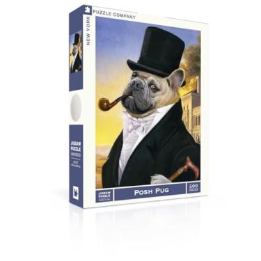 Imagem de New York Puzzle Company - Bill Mayer Posh Pug – Quebra-cabeça de 500 peças para noites de jogos em família por Bill Mayer