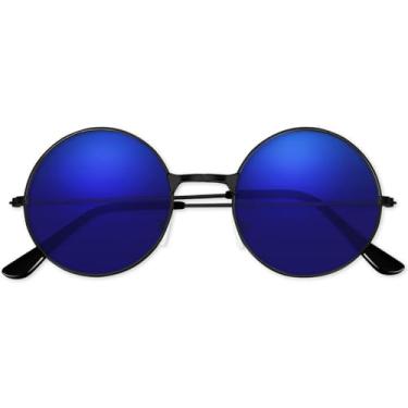 Imagem de BOUBONI Óculos de sol hippie redondos hippie anos 60 anos 70 roupas de decoração de festa descoladas óculos de sol para mulheres e homens com pano de óculos e bolsa de óculos para lembrancinhas de