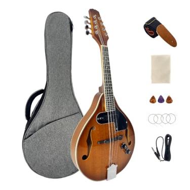 Imagem de YoungMonic Instrumento musical bandolim A Style E-Acoustic Bandolim Instrumento Kit de 8 cordas para iniciantes adultos com estojo de transporte cordas extras palhetas pano de limpeza
