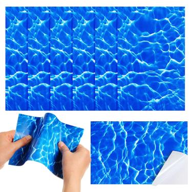 Imagem de Yexiya 6 peças de adesivos de reparo de piscina de PVC 21 x 13 cm - Kit de adesivos de vinil resistente para piscinas acima do solo, colchão de ar, barcos infláveis, tendas (azul, azul)