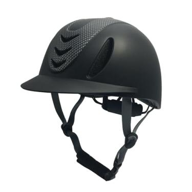 Imagem de RNXRZANK Capacete de Equitação, Chapéu de Equitação Ajustável, Profissional, Simples, Protetor, Esportes Ao Ar Livre, Chapéu Equestre para Crianças, Flor de Carbono Preto