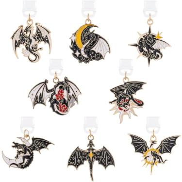 Imagem de TAKEALOOKO Pingentes Dragon Wings para Kindle – 8 peças Tipo-C para E-Reader, Pingentes Místicos Fantasia Presente para Leitores Amantes de Livros Homens e Mulheres, Acessórios para Kindle