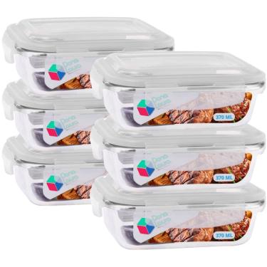 Imagem de Kit 6 Potes Vidro Retangular Tampa Com Travas 640ml Transparente