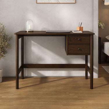 Imagem de Mesa De Madeira Escrivaninha 2 Gav Home Office Cor Imbuia Marlo