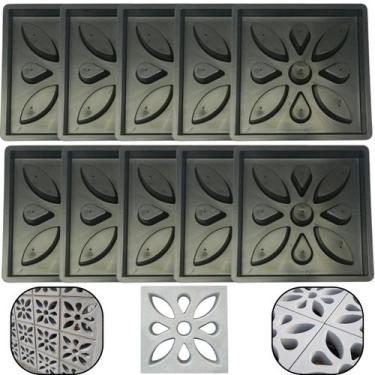 Imagem de Kit c 10un Molde Flor Combosé Parede Elemento Vazado 39x39x7 Forma Pla