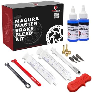 Imagem de BleedZone Kit de sangramento de freio Magura Master – Kit de sangramento de freio de bicicleta com fluido de freio de óleo mineral Royal Blood, seringas Luer de 20 ml, chave combinada de 8 mm, encaixe