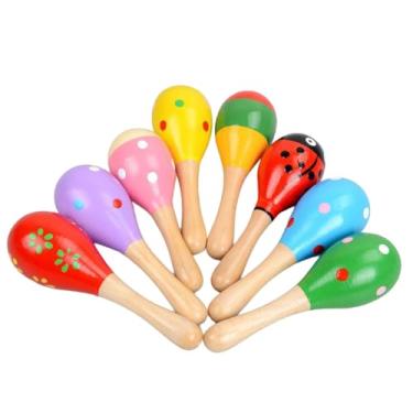 Imagem de simhoa 6x Maracas de madeira para crianças, instrumentos musicais, brinquedos de aprendizagem, brinquedos musicais para festivais