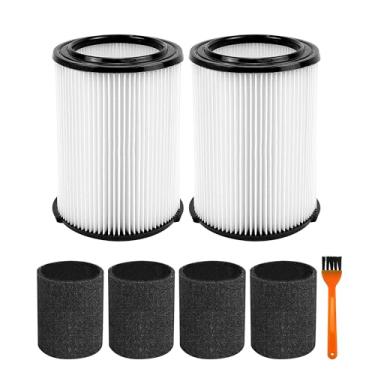 Imagem de Netezza VF4000 Substituição para aspirador de pó seco e úmido padrão ridgd 72947 5-20 galões, Husky 6-9 galões com 4 pacotes de manga de espuma, 2 pacotes de filtro VF4000 e 1 pacote de escova