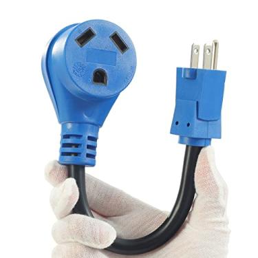 Imagem de Adaptador de RV para casa de 30 Amp 110/120 V, plugue de trailer RV na tomada regular de 110 V, adaptador macho de 15 Amp para fêmea de 30 Amp que o proprietário deve ter, NEMA 5-15P para TT-30R
