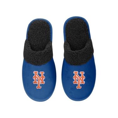 Imagem de FOCO - Chinelos masculinos MLB Big Logo Team Color Suede Sherpa Scuff, New York Mets, Small