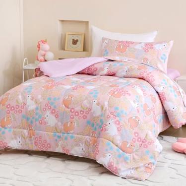 Imagem de Homilay Conjunto de edredom infantil para crianças, meninos, meninas, 4 peças, colcha macia para todas as estações, coelho fofo