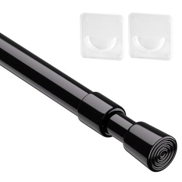 Imagem de KXLife 1 pacote com haste de cortina de tensão de mola 89-117 cm, diâmetro de 5/20.3 cm, haste de mola ajustável, hastes de tensão extensíveis sem broca, varões de cortina para janela, preto