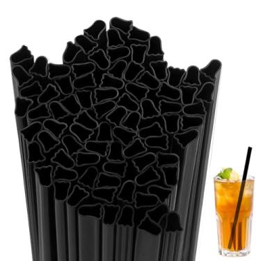 Imagem de Potchen 100 Pçs Canudos de Plástico em Forma de Fantasma de Halloween Canudos Descartáveis para Festa de Halloween, Coquetel e Artigos de Festa Assustadora (Preto)