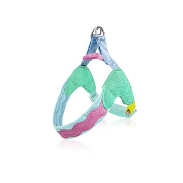 Imagem de Peitoral antipuxão para cães com malha respirável macia acolchoada, ajustável, à prova de fuga, para caminhadas de treinamento de cães pequenos, médios e grandes (Aqua, P Peito: 45 a 58 cm)