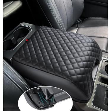 Imagem de GLOYLEIX Capa de console central para Ford F150 2015-2020, capa de apoio de braço para F250 F350 F450 2017-2022, Expedition 2018-2024, acessórios interiores de caminhão de carro de couro PU, capa de