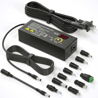 Imagem de FGIEU 60W Volt ajustável 5V ~ 24V fonte de alimentação CA para CC comutação 5V 6V 9V 12V 15V 17V 18V 19V 20V 24V com visor de tensão LED, inclui 10 pontas e cabo conversor de polaridade, compatível