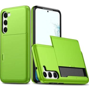 Imagem de HJZSZX Capa tipo carteira para Galaxy A55 5G, com compartimento para cartão, capa protetora à prova de choque (para Galaxy A55 5G/verde)