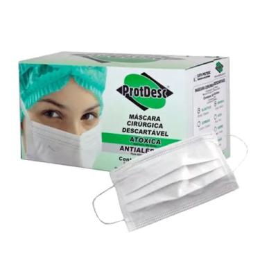 Imagem de Máscara Tripla Descartável Branca (PROTDESC) - Caixa 50 Unidades