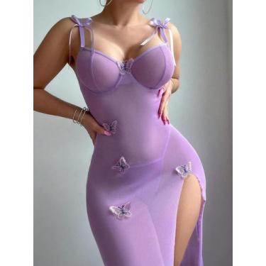 Imagem de Conjunto De Lingerie Feminina Sexy Com Sutiã De Renda, Camisola Fina E